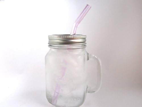 Handle Mason Jar To Go Cup with Pink Bent Straw