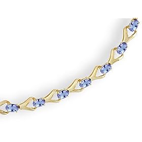 14K Yellow Gold Genuine Oval Tanzanite Bracelet by Jewels For Me