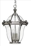 San Clemente Brass Outdoor Lantern Fixture - Olde Iron - Bound Glass Is Bent And Beveled