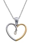 14K Two Tone Dancing Diamond Heart Pendant