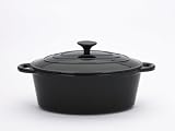 Sitram Cast Iron 6.5 Quart Oval Cocotte, Black Enamel