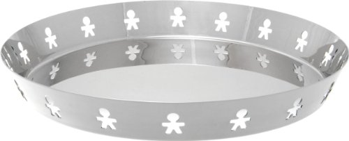Alessi AKK78 Mini Girotondo, Tablett, rund mit durchbrochenem Rand aus Edelstahl 18/10 gl&auml;nzend poliert
