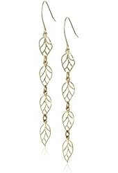 10k Gold Two-Tone Leaf Drop Earrings