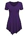 MBJ WT638 Short Sleeve Shirts for Womens Tops Casual V-Neck Summer Clothes Asymmetrical Tunic Blouses XXL Dark_Purple