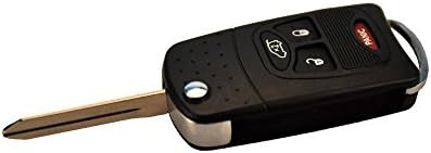 Replacement Keyless Entry Topq 4/3+panic Flip Folding Fob Key Case Shell for 2008 Dodge Avenger (black)