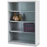 Executive Steel 4 Shelf Bookcase with Glass Doors, 36w x 15d x 52h, Light Gray (TNN352GLLG) Category: Metal Bookcases