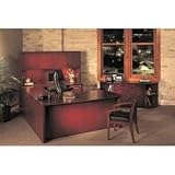 Mahogany on Walnut Veneer Mayline Corsica 66 Bow Front Wood Computer Desk