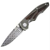Boker USA Leo Damascus, Desert Ironwood Inlay Aluminum Handle, Plain by Hunting Clothing