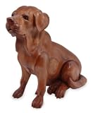 Wood statuette, 'Sitting Golden Retriever Puppy'