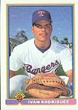 1991 Bowman Ivan Rodriguez Baseball Rookie Card In Protective Display Case