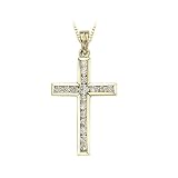 14K Yellow Gold 1/2 ct. Diamond Cross Pendant with Chain