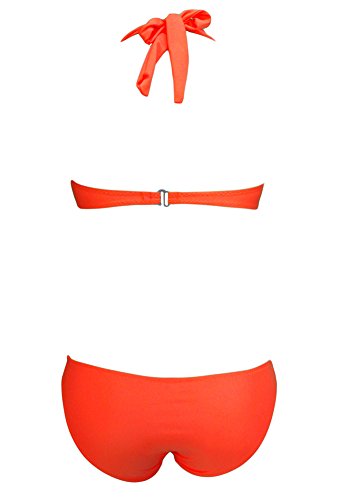 Cougar's Collection Solid Strappy Halter Neck Textured Bikini Swimsuit