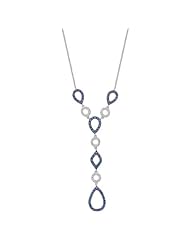 14k White Gold 0.27 Ctw Blue Sapphire and Diamond Necklace