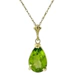 SAVE $157.47 - 14k Solid Gold 18" Necklace with Peridot drop pendant $78.73