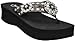 Grazie Trapani Pewter Sandals M 6 Ladies Flip Flops Black Wedge Sole Round Silver Conchos Clear and Black Crystals Silver Studs