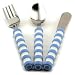 Pencil Grip Gripable Comfortable Cutlery, Fork, Knife, Spoon with Gripable Handles, Blue and White Handles, TPG-640B