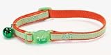 Ultra Suede Safety Cat Collar Adj 8-12 Green/orange