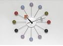 Orbit Wall Clock Rainbow balls - wood