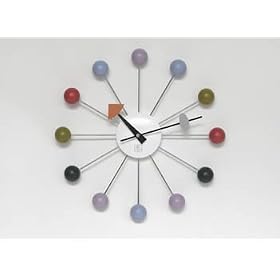 Orbit Wall Clock Rainbow balls - wood