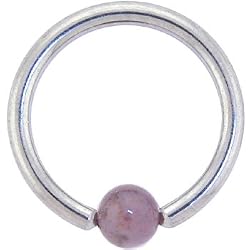 Jasper Flower Natural Stone Bcr Captive Ring