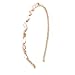 Women Clear Pink Brown Faux Crystal Beads Tinsel Narrow Hair Hoop Headband