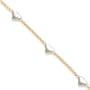 14k gold and hearts anklet, 10 inch