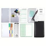 Day-Timer Portable 1 Zippered Distressed Leather 2-Page-Per-Day Reference Solution Set - April 2008 - Black