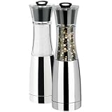 Trudeau Elite Graviti Salt and Pepper Mill Ceramic Grinders Set, Black and Silver