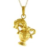 14K Aquarius Zodiac Charm Pendant - FREE 18 14K GOLD CHAIN