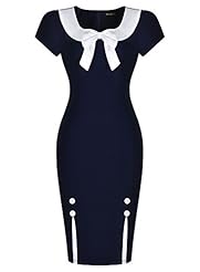 Cotton/Nylon/Spandex Vintage  Short Sleeves Bodycon Dress/Bridesmaid Dress/Party Dress  With a Bow(s)