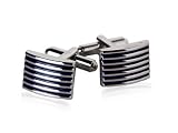 Textured Blue Enamel Silver Cufflinks with Presentation Box