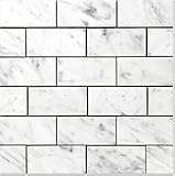 CARRARA (CARRERA) MARBLE 3x6 SUBWAY HONED TILE VENATO EXCLUSIVE FROM BUILDERS DEPOT DIRECT