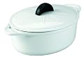 Daniel Boulud Kitchen Infiniti Cast Iron 3-Quart Oval Roaster, White