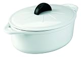 Daniel Boulud Kitchen Infiniti Cast Iron 3-Quart Oval Roaster, White