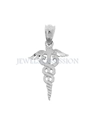 14K White Gold Cadeusus Pendant