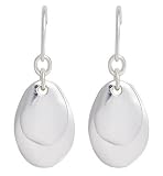 Sterling Silver Layered Oval Dangle Earrings