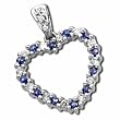 14K White Gold Sapphire and Diamond Heart Pendant