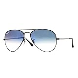 Ray Ban Rb3025 (Small) Large Metal Black Frame/Light Blue Gradient Lens Metal Sunglasses