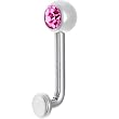 14 Gauge 5mm Pink Gem Vertical Hood Piercing -3/8" 2mm Rise
