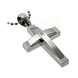 Simmons Jewelry Men's Stainless Steel and Diamond Cross Pendant