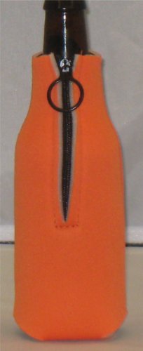 Collapsible Foam Beer Koozie Cooler with Zipper, Orange