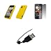 HTC Droid Incredible Model 6300 - Yellow Soft Silicone Gel Skin Cover Case + Crystal Clear Screen Protector + USB Data Sync Charge Cable for HTC Droid Incredible