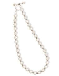 .925 Sterling Silver 16" 8mm White Freshwater Pearl Toggle Necklace