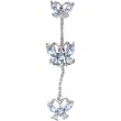 Fancy Solar Blue Triple Butterfly Dangle Belly Button Ring