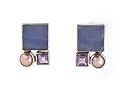 Violet Mondrian Tile Earrings - Post