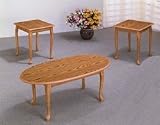 3 Piece Oak Occasional Living Room Table Set