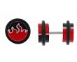 Fake Acrylic Plugs - Red Flames on Black - 16g Wire - 8mm/0g - Sold as a Pair