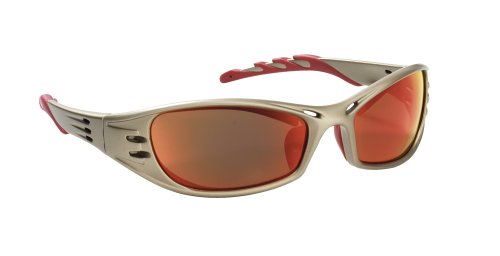 AO Safety 90987 Fuel High Performance Safety Glasses with Titanium-Colored Frame and Red Mirror Lens