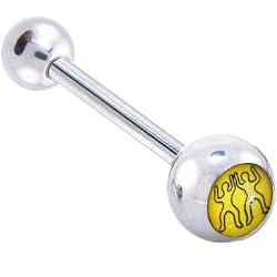Zodiac Gemini Sign Logo Barbell Tongue Ring