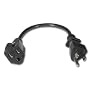 Cables To Go 03137 18 AWG Outlet Saver Power Extension Cord NEMA 5-15R to NEMA 5-15P (1 Feet/0.30 Meters) Black